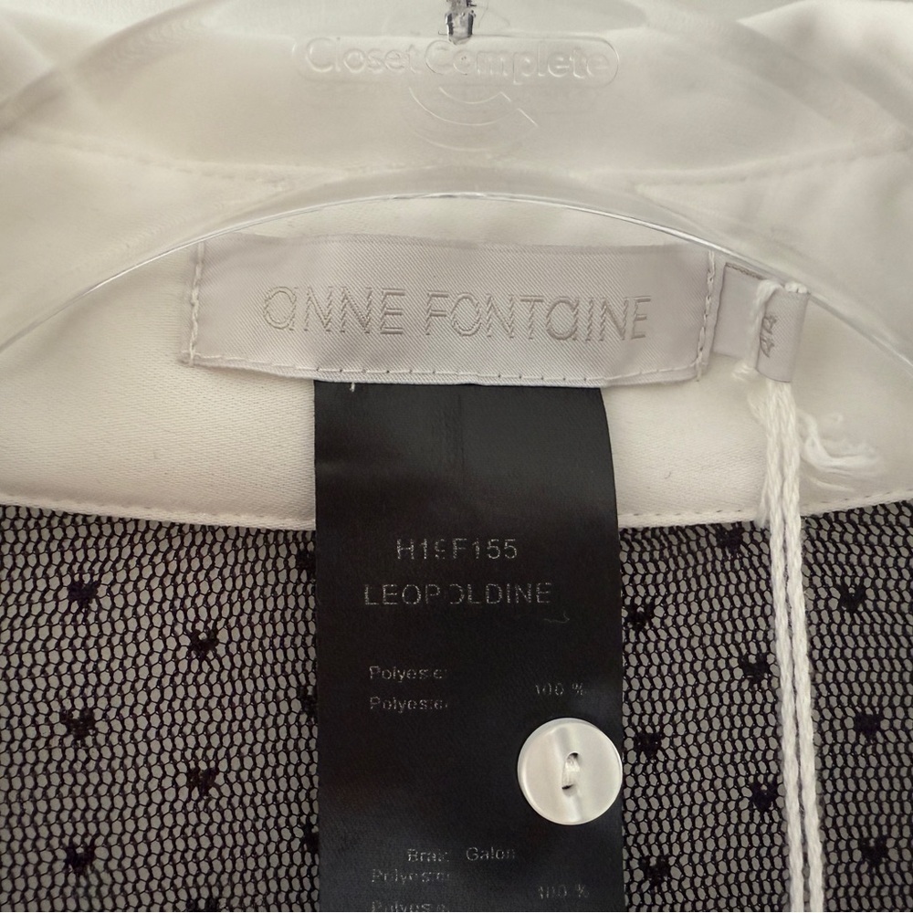 NEW Anne Fontaine LEOPOLDINE Black Sheer Lace Blouse - Size 44 (US 12) - Picture 10 of 15